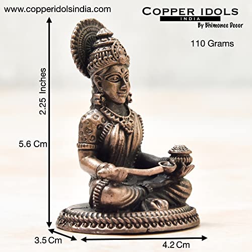 Copper Annapurna Devi Idol Dimensions