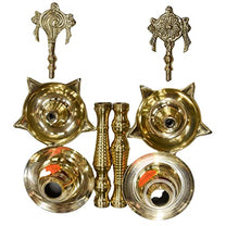 Pure Brass Shanku Chakra Kerla Fancy Diya, 11 inches, Brass Colour, Pack of 1 Pair