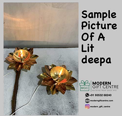 Pure Brass Lotus Electric Pair of Deep Bulb Lights  Bhimonee Decor