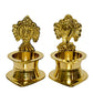 Pure Brass Shanku Chakra Kamakshi Diya, 3 inches, Brass Colour, Pack of 1 Pair