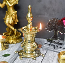 Pure Brass Vastu Table Diya on Tortoise, 9.5 inches
