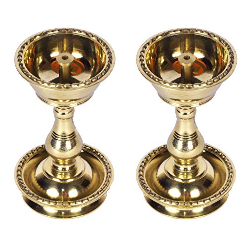 Pure Brass Heavy Udupi Nanda Diya (no-1) 4.3 inches, Set of 2