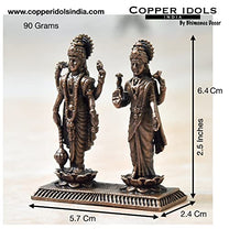 Copper Handmade Vishnu Lakshmi Idol  Dimensions