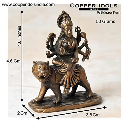 Copper Durga Idol, 1.8 inches, 50 Grams, Pack of 1 Piece