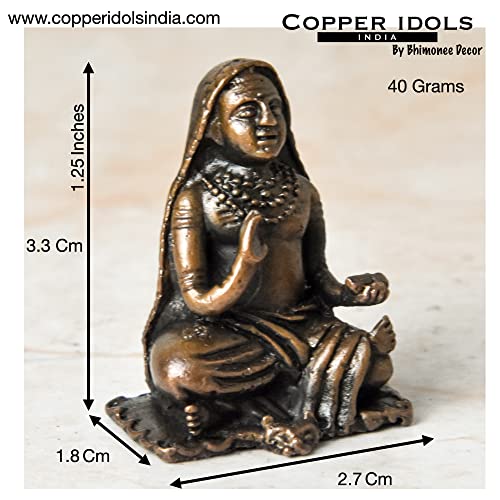 Copper Idols India Handmade ShankaraCharya Idol Dimensions